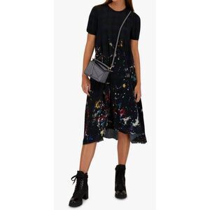 NWOT R13 Navy Plaid Paint Splatter Distressed Midi Dress Women's Medium